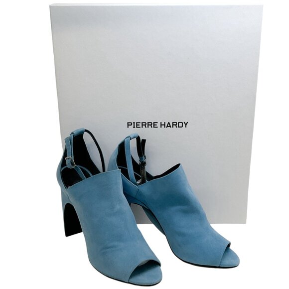 Pierre Hardy Blue Suede Caress Peep Toe Shooties with Ankle Strap - Picture 6 of 8